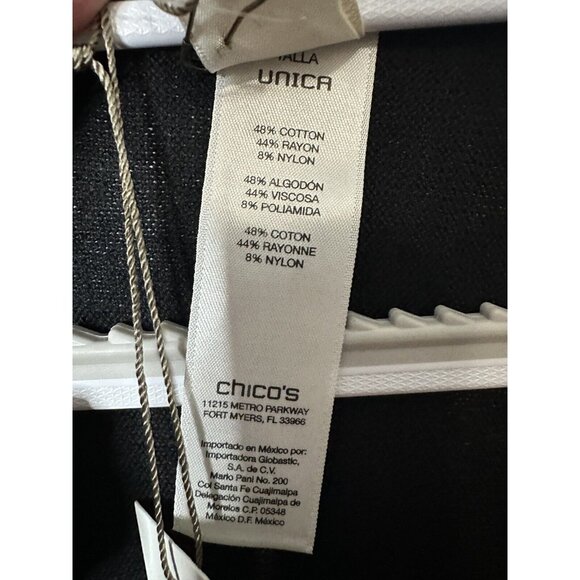 Chico’s Shadow Stripe Ruana Covering Shawl Kimono In Black One Size - Picture 8 of 10